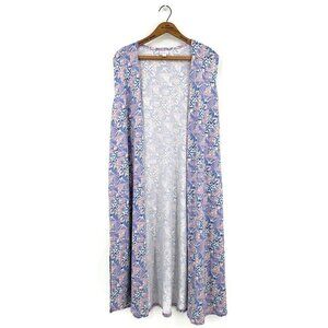 New LuLaRoe Joy Vest Womens Large Long Violet Blue Southwestern Print